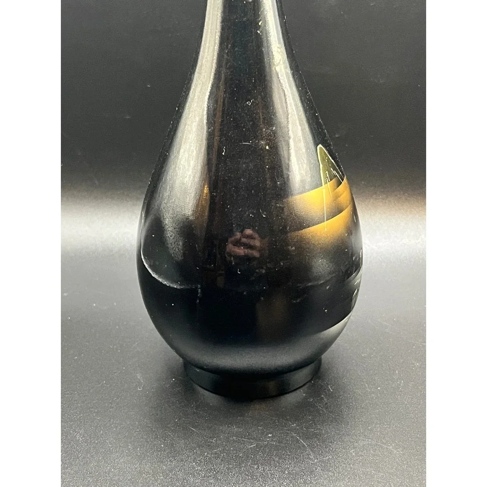 Asian Inspired Bud Vase Black Gold‎ Landscape Design Home Decor Display 9